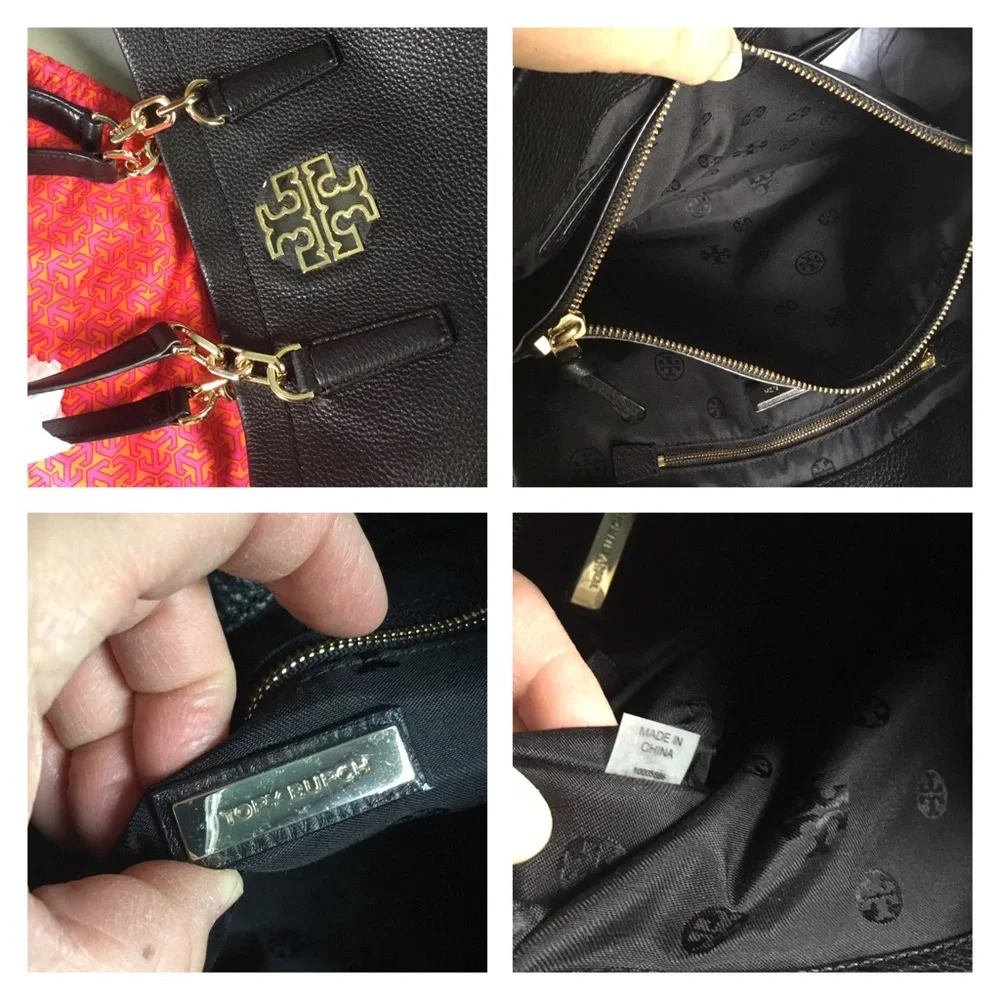 TORY BURCH LARGE LEATHER TOTE WITH MUCH SPACE INNER POCKETS LARGE DUST BAG - Picture 10 of 16